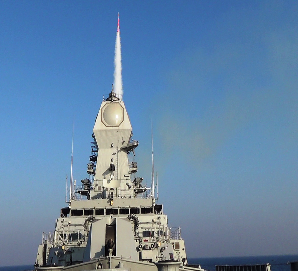 INS Kolkata firing a Barak 8 LRSAM